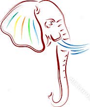 Brush stroke elephant head