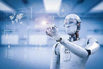 Robot working with digital display