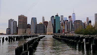 NEW YORK CITY, USA - 04, 2017: New York Across the Hudson River. View from Brooklyn, NewYork.