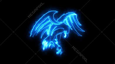 Burning Blue Neon Eagle Logo Graphic Element