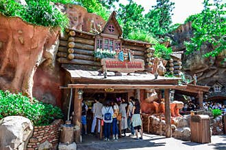 CHIBA, JAPAN: Raccoon Saldon, a small candy kios in Critter Country, Tokyo Disneyland