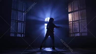 Play light and shadow, dance in moonlight. Silhouette, slow motion