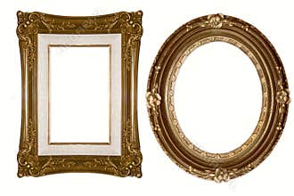Oval and Rectangular Decorative Golden Frames