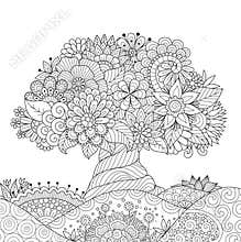Abstract beautiful tree for design element and adult coloring book page.