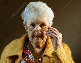 Portrait of an old woman. Close-up