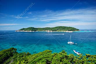 Boats on the sea of phuket island, similan island
