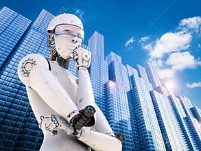 Android robot thinking