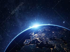 Planet earth from the space at night