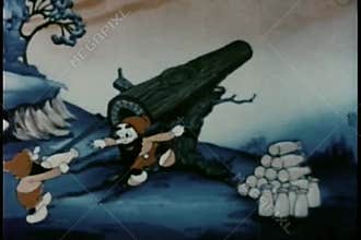 Gnomes shooting milk bottles out of cannon