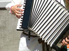 Playing an accordion