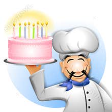 Chef Holding Birthday Cake