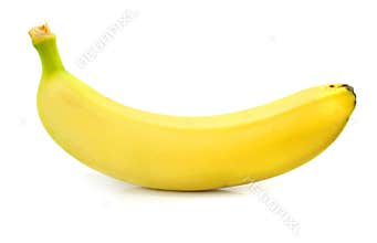 Yellow banana fruit isolated food on white