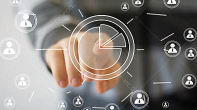 Man with chart business web sign diagram icon