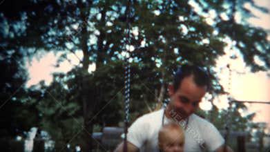 (8mm Film) 1951 Dad & Baby on Swingset