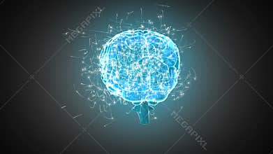 Brain spinning on grey background