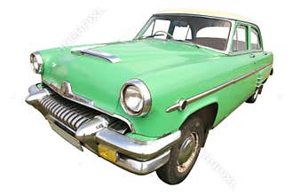 Green retro car 50's