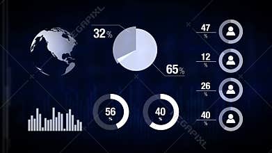 Various Animated Infographics Charts as Technology, Science, Business, Finance or Economy background