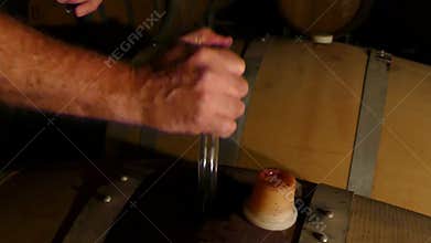 Cork removed from wine barrel