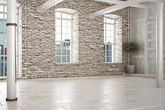 Empty room of business,or residence with brick interior