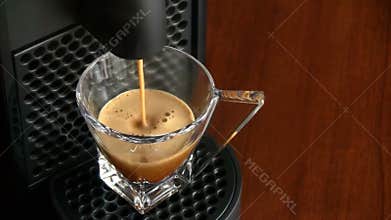 Glass Cup Coffee Espresso Machine Maker Pouring