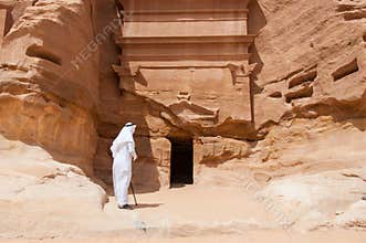 Saudian in Madaîn Saleh archeological site, Saudi Arabia
