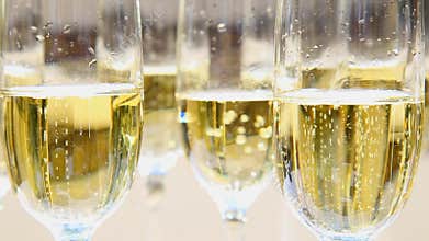 Close up of champagne in glasses