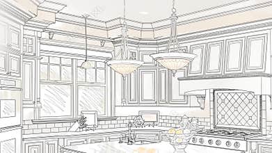 Custom Kitchen Drawing Panning to Reveal Finished Design