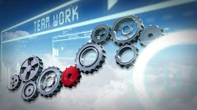 Cogs and wheels turning against interface