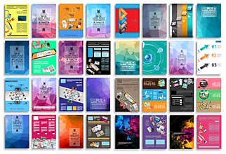Set of Flyers, background, infographics, low polygon backgrounds