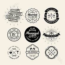 Vintage retro wedding logo frame badge design element
