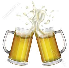 Two mugs with a light beer. Mug with beer. Vector