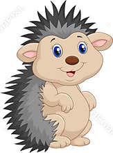 Adorable hedgehog cartoon was standing