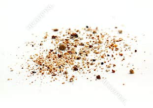 Bread crumbs on white