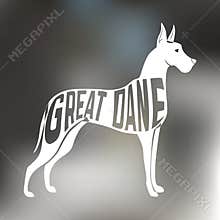Creative design of great dane breed dog silhouette