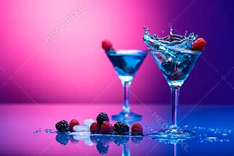 Colorful cocktails garnished with berries