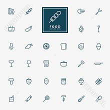 32 food and beverage minimal outline icons
