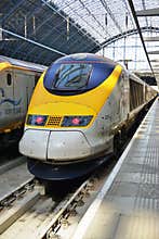 Eurostar train at the St Pancras station in London