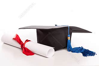 Graduation cap and diploma
