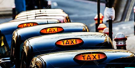 Line of London Taxi Cabs