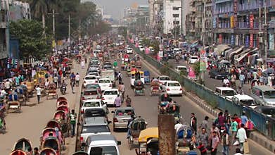 Busy road traffic at the central part of the city on February 22, 2014 in Dhaka, Bangladesh.
