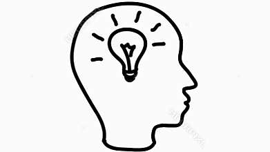 Idea in human head arrow 1 cartoon illustration hand drawn animation transparent