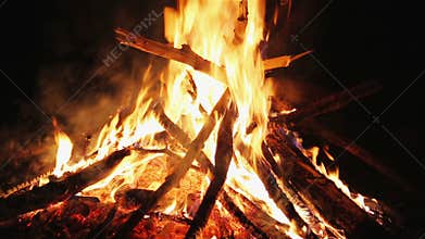 Charming bonfire flames