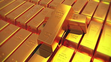4k Gold bullion gold bars treasury wealth Ingot luxury finance goods trading.