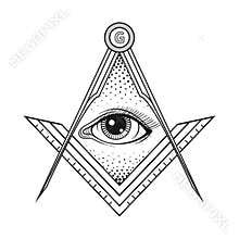 Masonic square and compass symbol with All seeing eye , Freemason sacred society emblem for tattoo design art. Isolated vector il