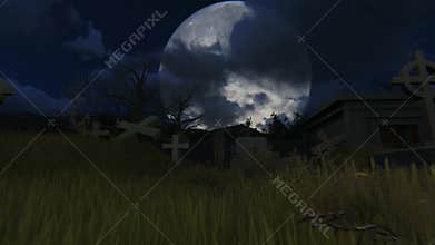 Cemetery at night footage