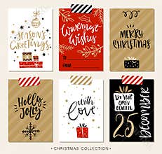 Christmas gift tags and cards with calligraphy.