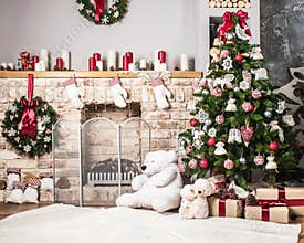 Christmas tree and fire-place