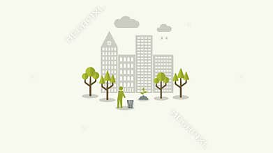 Ecologic recycling and waste utilization concept in flat style