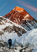 Mount Everest with tourist