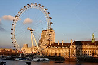 The London Eye during sunset